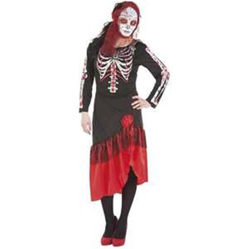 DISFRAZ ADULTO CATRINA VESTIDO TALLA L