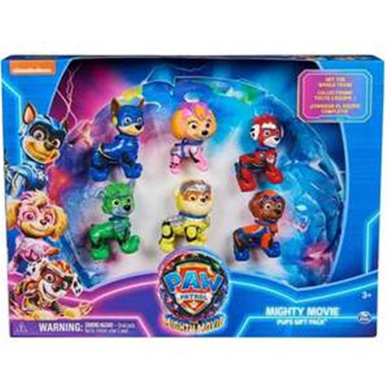 FIGURAS PAW PATROL DE LA PELICULA MIGHTY 6 UNIDADES. 22,86X30,48X6,1CM