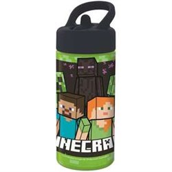 BOTELLA DE PLÁSTICO CON ASA PARA LLEVAR MINECRAFT 410 ML