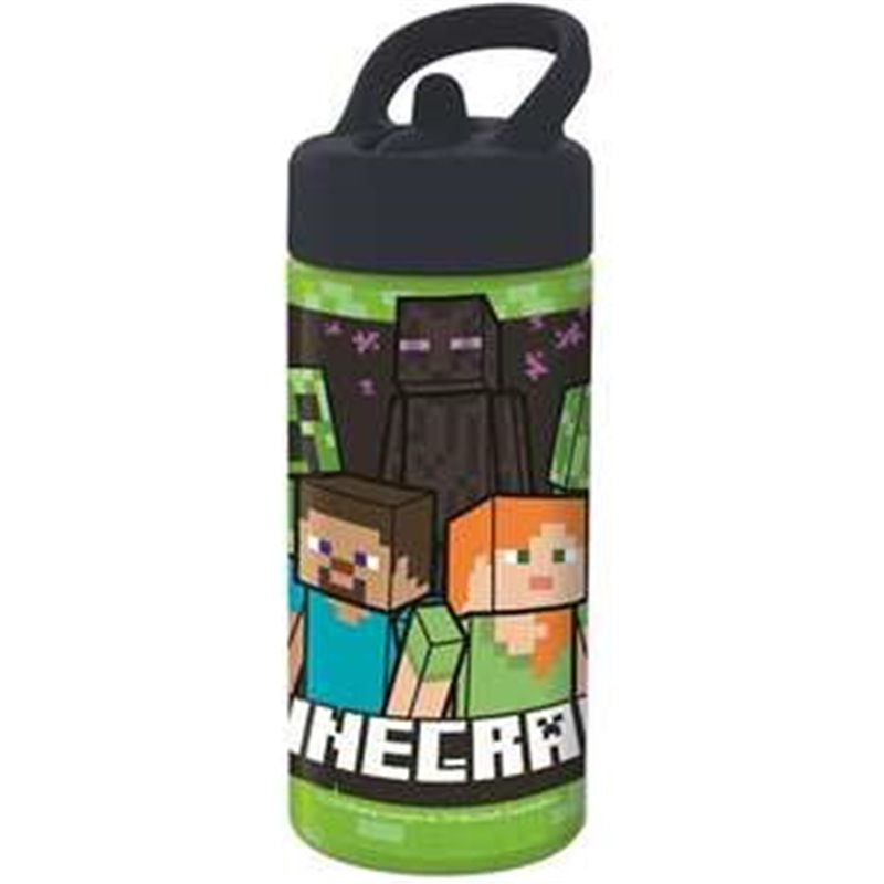 BOTELLA DE PLÁSTICO CON ASA PARA LLEVAR MINECRAFT 410 ML