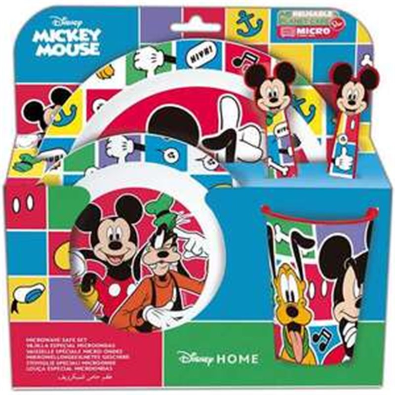 SET DE PLATO, CUENCO, VASO, CUCHARA Y TENEDORMICKEY MOUSE BETTER TOGETHER (APTO PARA MICROONDAS)