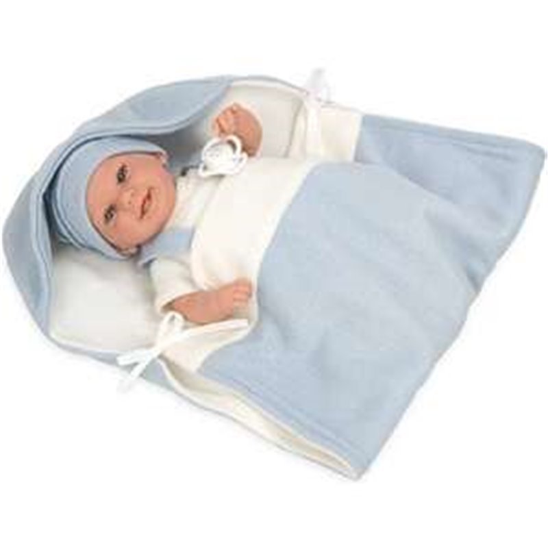 MUÑECA ELEGANCE BABYTO AZUL CON MANTA INCLUYE CHUPETE (MUÑECO DE PESO)35 CM