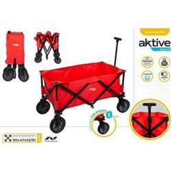 CARRO PORTATODO PLAYA ROJO AKTIVE . SOPORTA 60KG 90X47X55/91CM