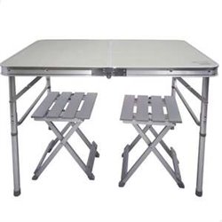 CONJUNTO DE MESA 90X60X70 CM Y 2 SILLAS 25X30X41 CM ALUMINIO PLEGABLES AKTIVE