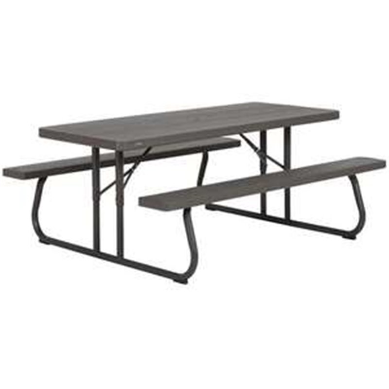 MESA DE PICNIC PLEGABLE MARRÓN 183X145X74 CM