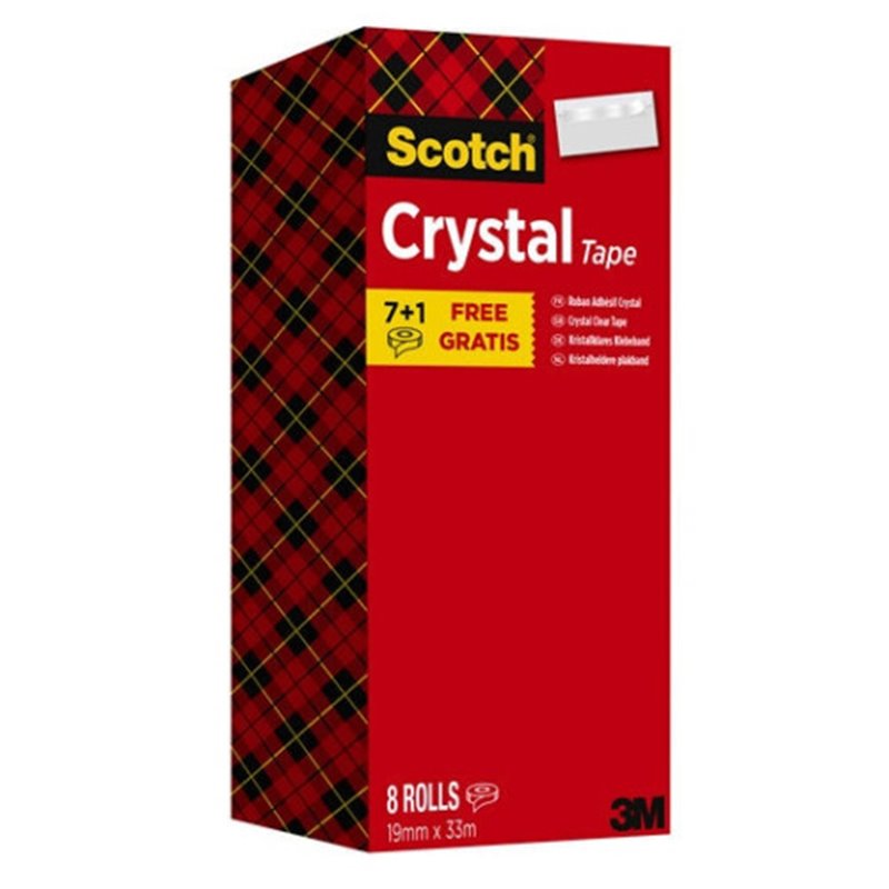 PACK 7+1 ROLLOS CINTA SUPERTRANSPARENTE 19MM X 33M CRYSTAL 6-1933R8 SCOTH 7100026961