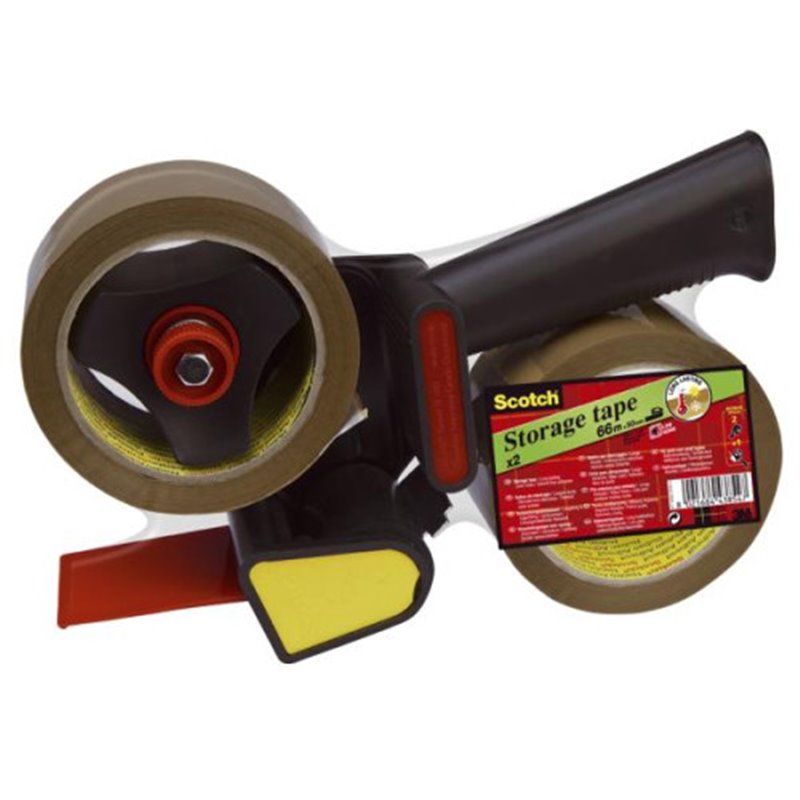 PACK DISPENSADOR MANGO PISTOLA + 2 ROLLOS CINTA DE EMBALAJE MARRÓN 50MM X 66M HV.5066.R2D.B SCOTH 7100298856