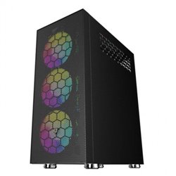 NFORTEC CAJA GAMING CRISTAL TEMPLADO AQUERONTE BLACK - USB 3.0 A-RGB. NEGRO