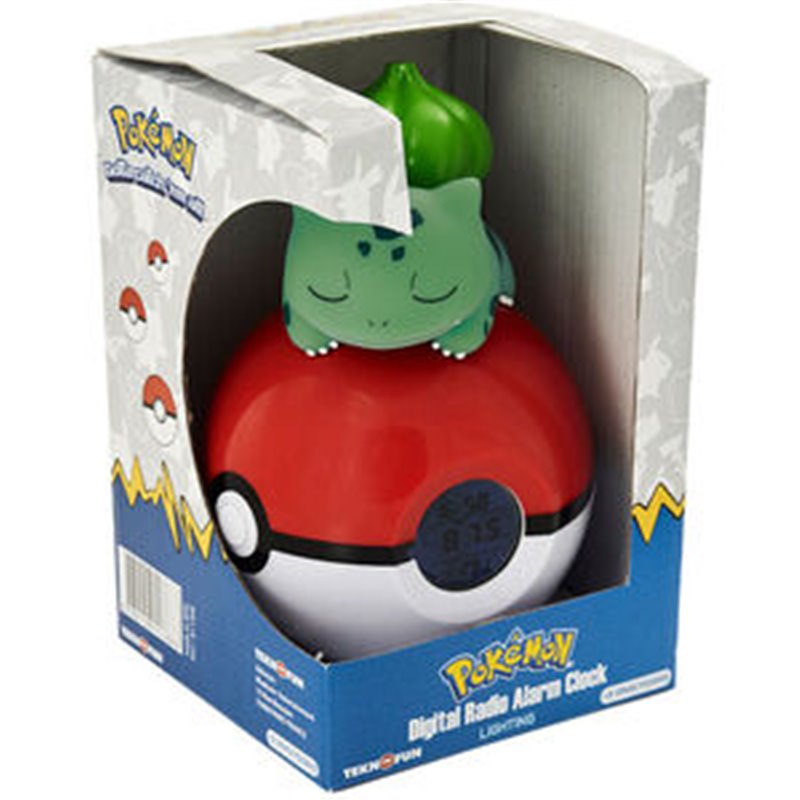 LAMPARA DESPERTADOR LED BULBASAUR POKEBALL POKEMON