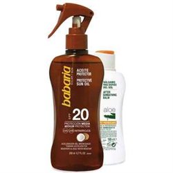 ACEITE PROTECTOR SOLAR COCO BABARIA PISTOLA F-20 200 ML MAS AFTER SUN REGALO 100 ML