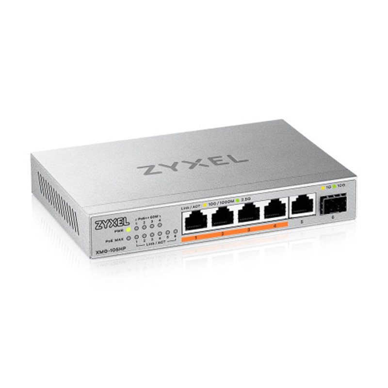 Zyxel XMG-105HP No administrado 2.5G Ethernet (100/1000/2500) Energía sobre Ethernet (PoE) Plata