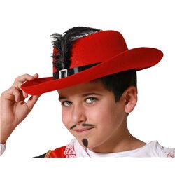 SOMBRERO MOSQUETERO ROJO NIÑO