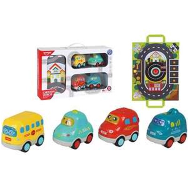 COCHES INFANTILES CON BOLSO- TAPIZ CARRETERA SET 4 PIEZAS. - MODELOS SURTIDOS