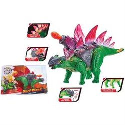 FIGURA DINOSAURIO STEGOSAURUS CON LANZADOR ARMA, CAMINA, CON LUCES Y SONIDOS 37X23X11CM