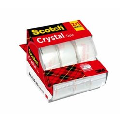 PACK 2+1 ROLLOS CINTA SUPERTRANSPARENTE 19MM × 7,5M CRYSTAL CON DISPENSADOR 6-1975C3 SCOTH 7100088402