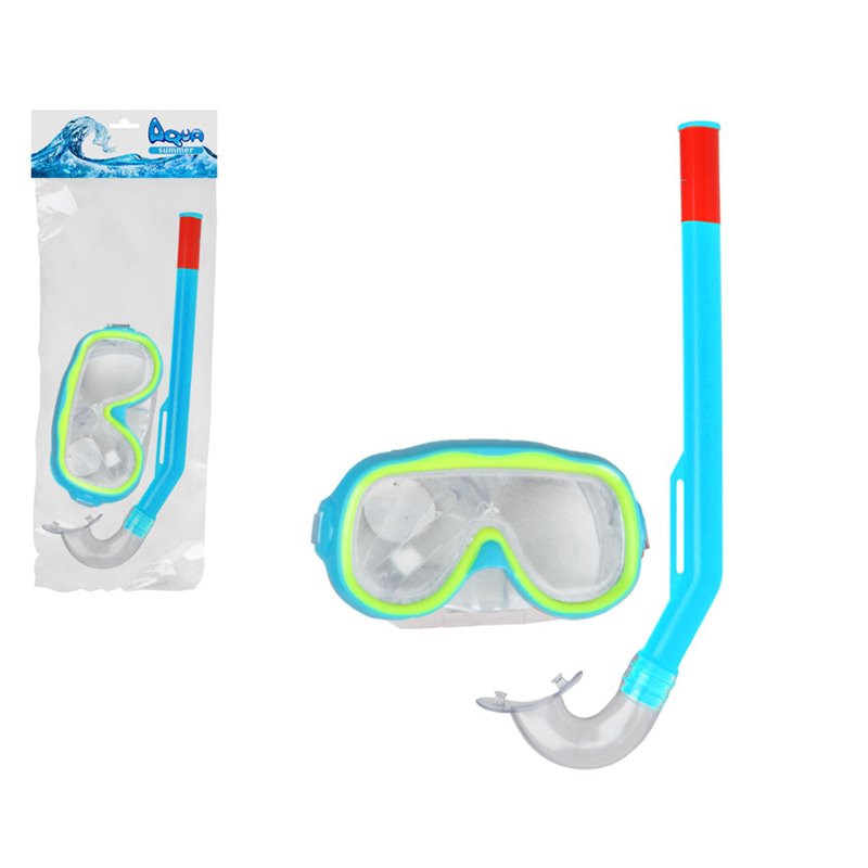 GAFAS BUCEO CON TUBO 17.5X45X6CM PVC AZUL NIÑO 8-14