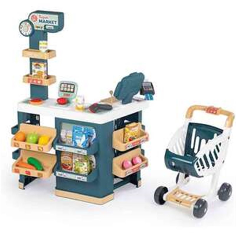 SUPERMERCADO CON CARRITO, CAJA REGISTRADORA Y 42 ACCESORIOS. 89,6 X 60 X 60 CM