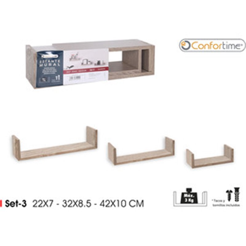 SET3 ESTANTE MURAL MDF 22/32/42 BR CONFORTIME