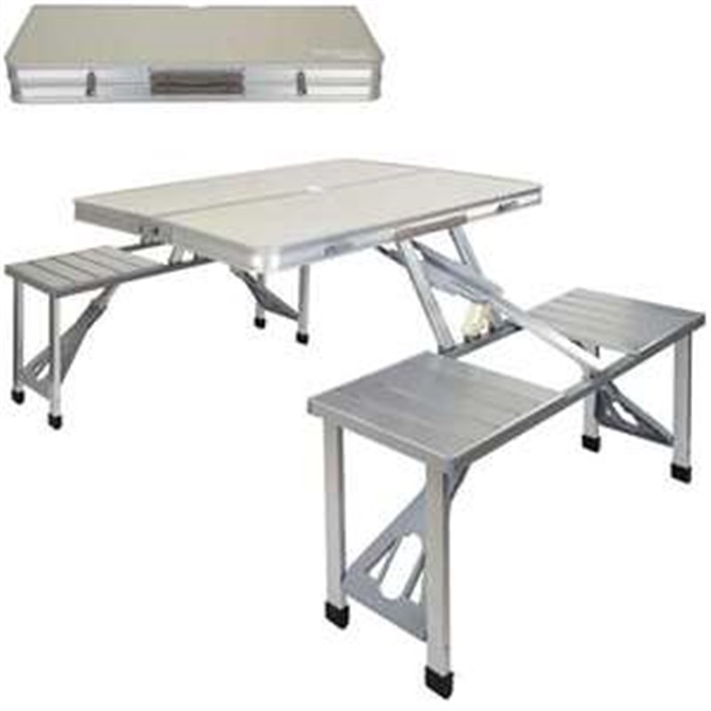 MESA Y BANCO MALETIN DE CAMPING ALUMINIO 139X86X67CM