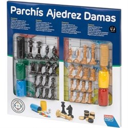 PARCHIS-AJEDREZ-DAMAS 33CM ACCESORIOS