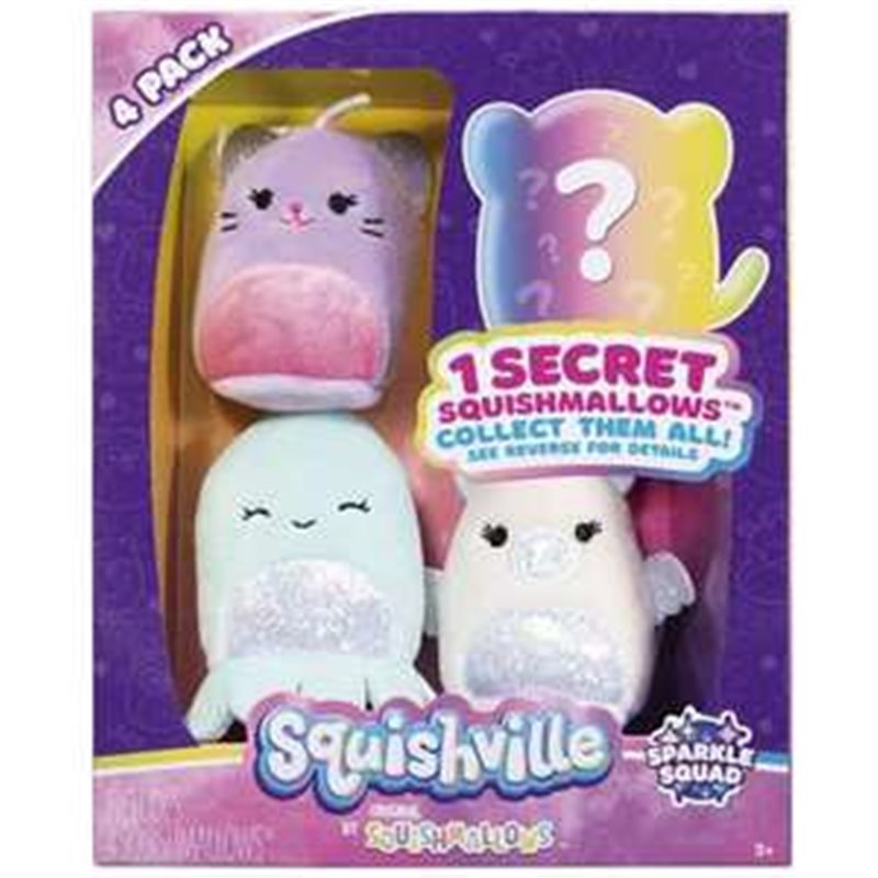 PELUCHES SQUISHMALLOWS 5 CM PACK DE 4 PELUCHES ¡2 DE ELLOS SON SORPRESA! - MODELOS SURTIDOS