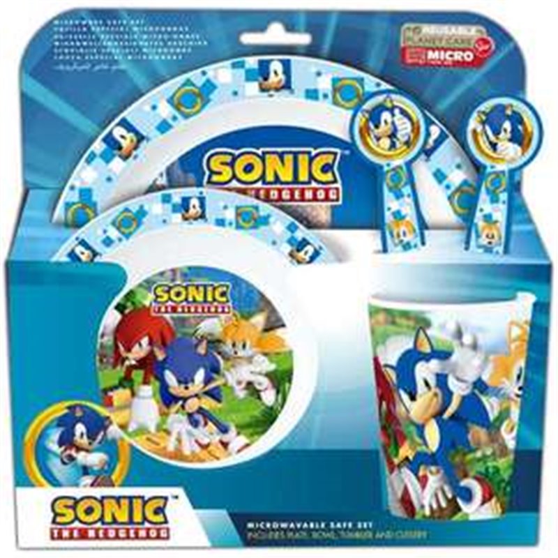 SET DE PLATO, CUENCO, VASO, CUCHARA Y TENEDOR SONIC (APTO PARA MICROONDAS)