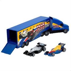 CAMION TRUCKING WORLD CON DOS COCHES F1 METAL - MODELOS SURTIDOS