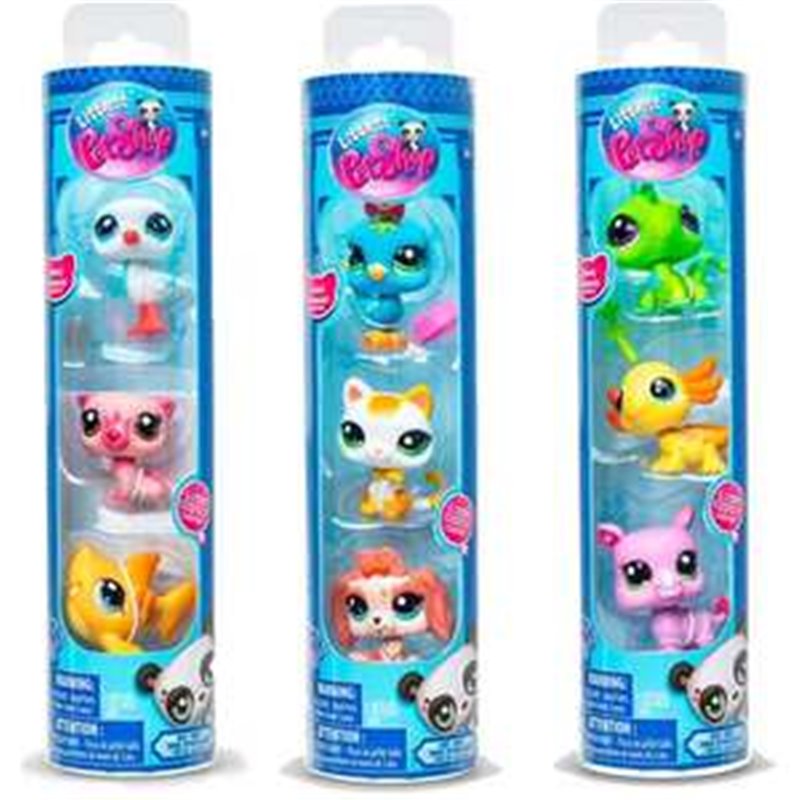 PACK DE 3 FIGURAS MASCOTAS LITTLEST PET SHOP 6,35X25,4X6,35 CM - MODELOS SURTIDOS