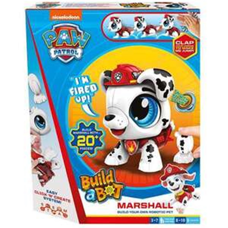 FIGURA ROBOT PAW PATROL MARSHALL CONSTRUYE TU MASCOTA CON MAS DE 20 PIEZAS. 30X24,5X5,5 CM