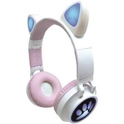 AURICULARES BLUETOOTH CON OREJAS DE GATO Y LUCES. PARA ESCUCHAR MÚSICA SIN CABLE. 24,40X46X37 CM