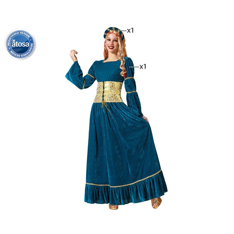 DISFRAZ REINA MEDIEVAL VESTIDO AZUL MUJER ADULTO