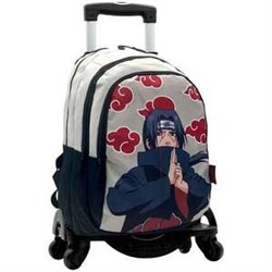 MOCHILA PRIMARIA NARUTO ITACHI  DOBLE COMPARTIMENTO ADAPTABLE + CARRO NEGRO T963 . 44 X 30 X 20 CM.