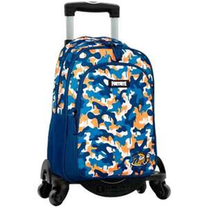 MOCHILA FORTNITE BLUE CAMO  ADAPTABLE. CARRO CON 4 RUEDAS GIRATORIAS. 42 X 32 X 20 CM.