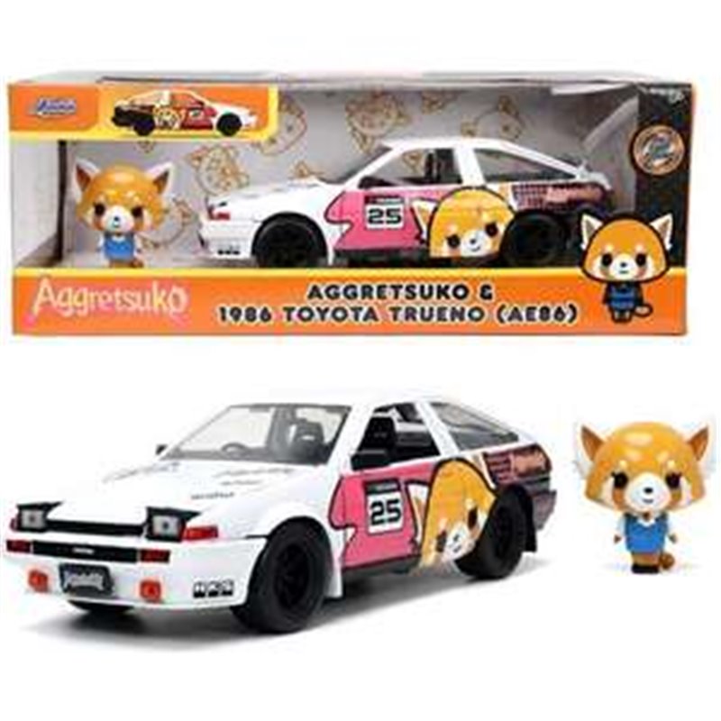 COCHE AGGRETSUKO 1986 TOYOTA TRUENO ESCALA 1:24. INCLUYE FIGURA AGGRETSUKO.