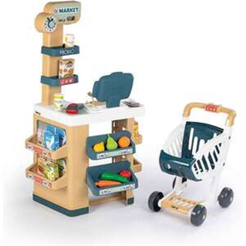 SUPERMERCADO CON CARRITO, CAJA REGISTRADORA Y 34 ACCESORIOS. 89,6 X 48,9 X 38,50 CM