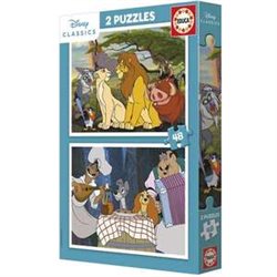 PUZZLE 2X48 PIEZAS ANIMALES DISNEY (LA DAMA Y EL VAGABUNDO Y EL REY LEÓN)