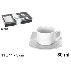 Set 6 tazas cafe+6 platos 80ml