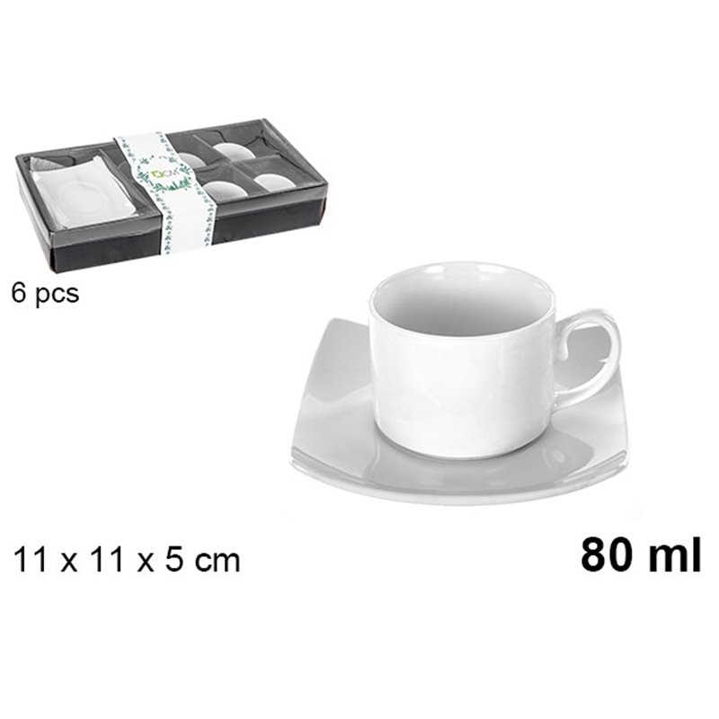 Set 6 tazas cafe+6 platos 80ml