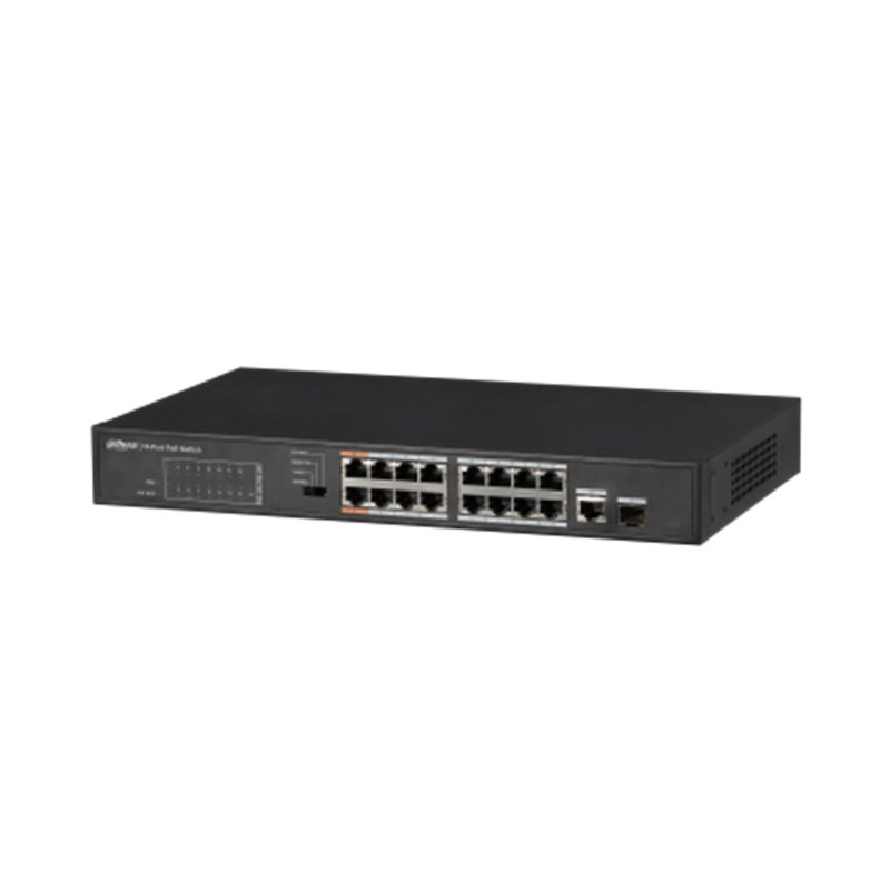 (DH-PFS3117-16ET-135) DAHUA SWITCH POE 16 PUERTOS + 1 PUERTO GIGABIT