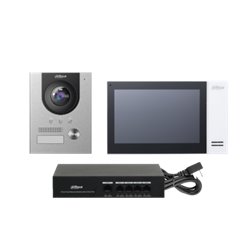 (DHI-KTP01L(S) )DAHUA KIT DE VIDEOPORTERO IP COMPUESTO POR 1X VIDEOPORTERO DHI-VTO2201F-P 1X MONITOR (VTH2421FW-P) 1X SWITCH DH-