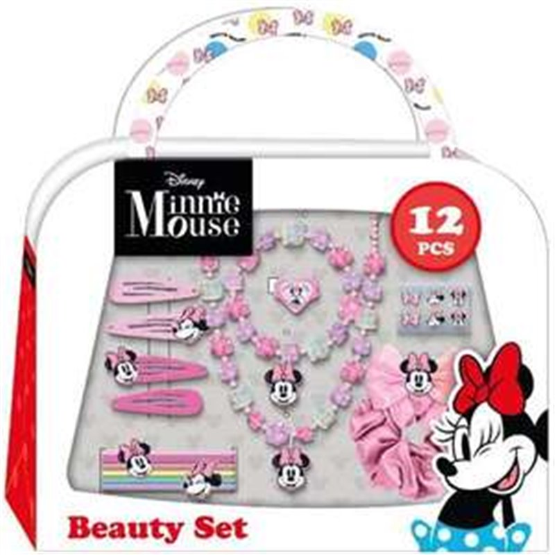 ACCESORIOS DE BELLEZA MINNIE (12 PIEZAS) 28.0 X 21.6 X 3.8 CM