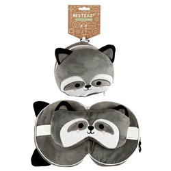 Almohada viaje antifaz Mapache Relaxeazzz