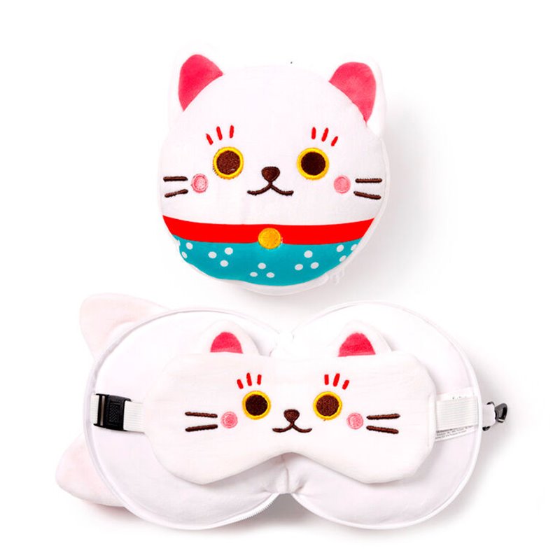 Almohada viaje antifaz Gato Maneki Neko Relaxeazzz