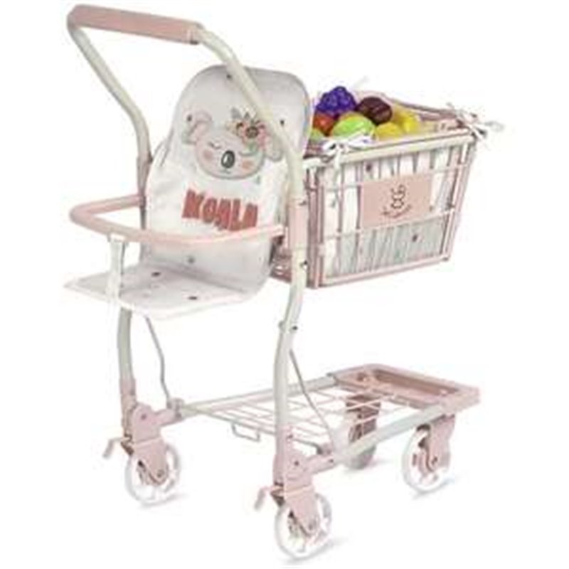 CARRO COMPRA KOALA PORTABEBE CON SET 12 FRUTAS PARA MUÑECAS DE HASTA 50 CM 30X50X62 CM