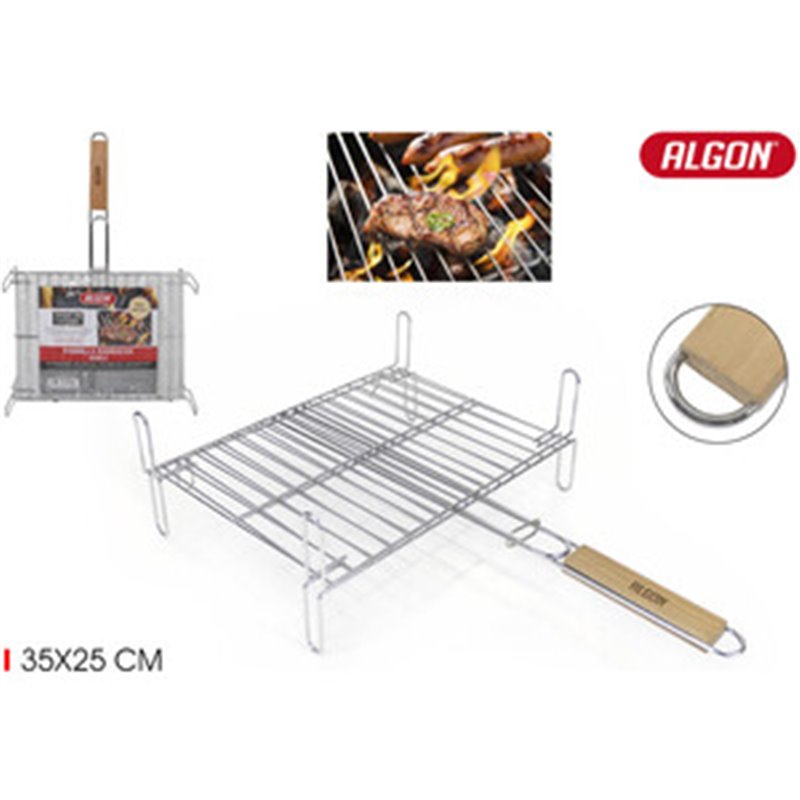 PARRILLA BBQ CR-WOOD C/PATAS 35X25CM ALGON BBQ