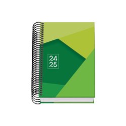 AGENDA ESCOLAR 2024-2025 TAMAÑO A6 TAPA CARTON FORRADO  DÍA PÁGINA TANGRAM BASIC VERDE DOHE 51750