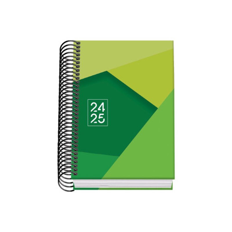 AGENDA ESCOLAR 2024-2025 TAMAÑO A6 TAPA CARTON FORRADO  DÍA PÁGINA TANGRAM BASIC VERDE DOHE 51750