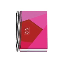 AGENDA ESCOLAR 2024-2025 TAMAÑO A6 TAPA CARTON FORRADO  DÍA PÁGINA TANGRAM BASIC ROSA DOHE 51749