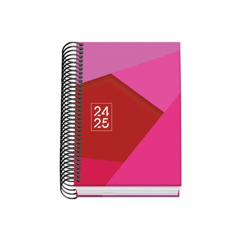 AGENDA ESCOLAR 2024-2025 TAMAÑO A6 TAPA CARTON FORRADO  DÍA PÁGINA TANGRAM BASIC ROSA DOHE 51749