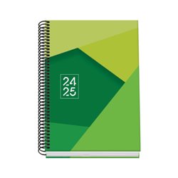 AGENDA ESCOLAR 2024-2025 TAMAÑO A5 TAPA CARTON FORRADO  DÍA PÁGINA TANGRAM BASIC VERDE DOHE 51742